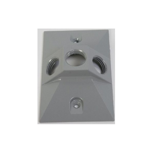 Greenfield Electrical Box Cover with Three Holes, Rectangular, 1 Gang
